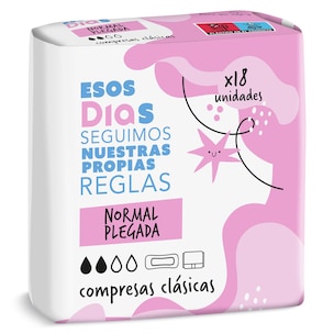 compresas clasicas normal plegada 18 unidades