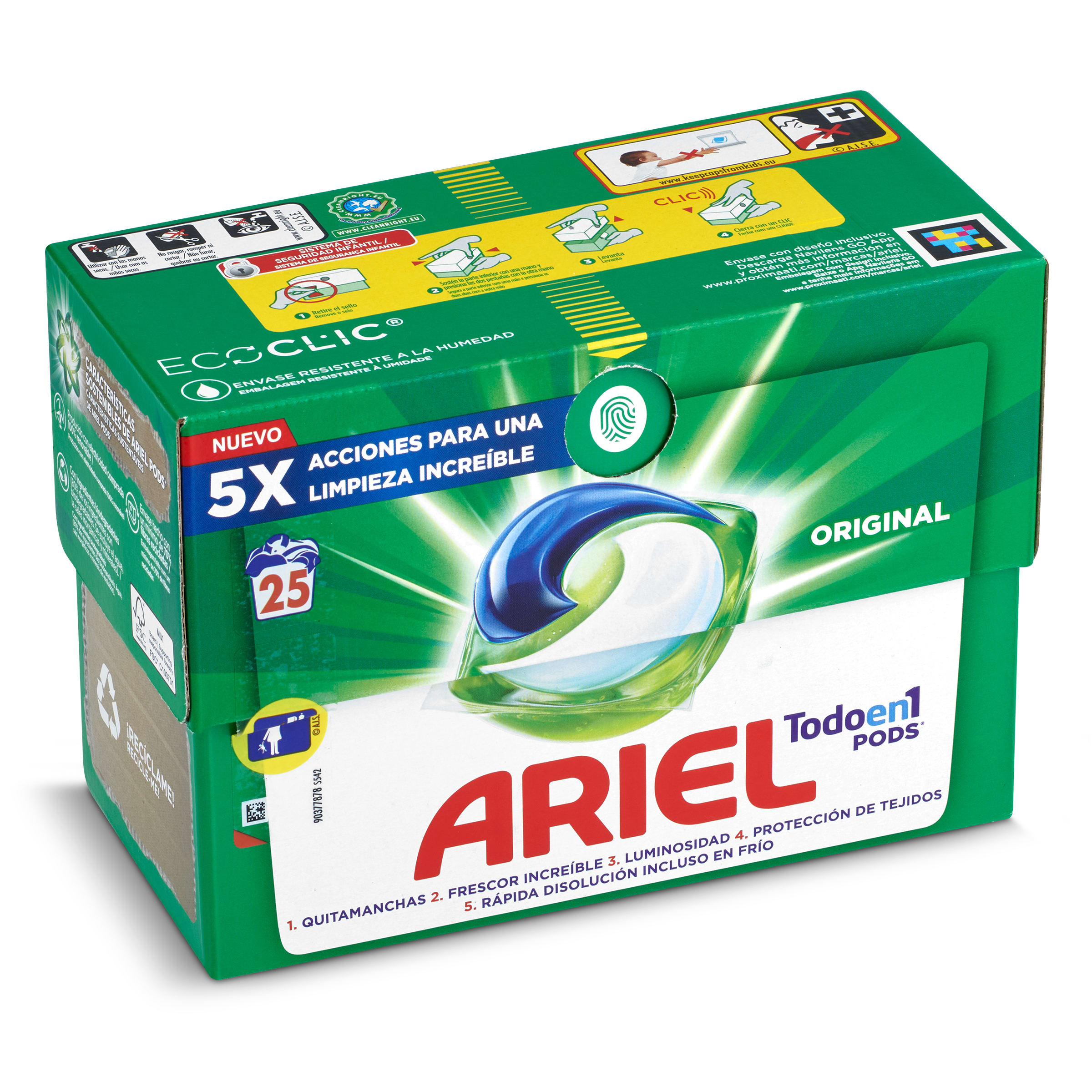 Ariel Pods Allin1 Detergente en Cápsulas para Lavadora, Original