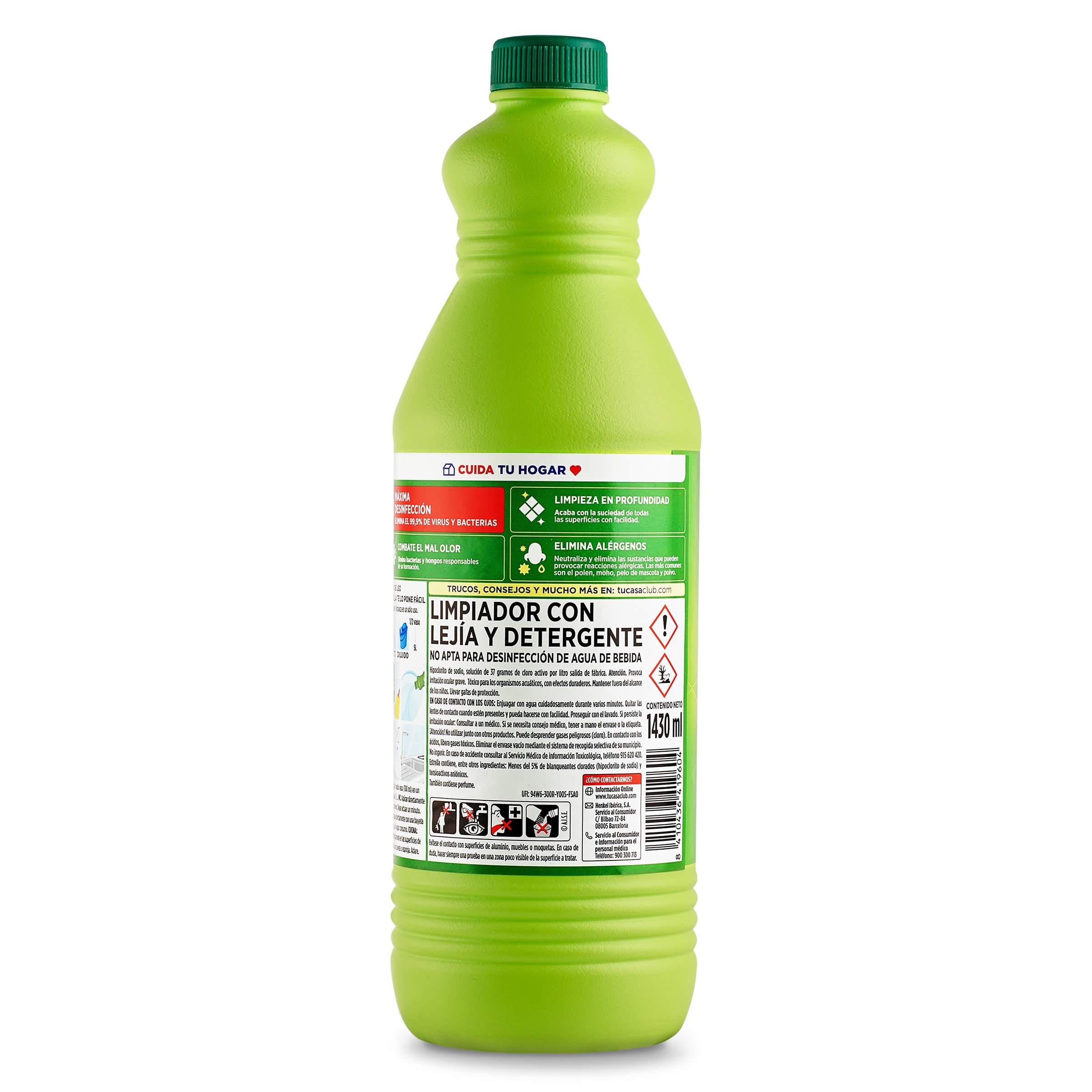 Lejía con detergente limón Estrella 1,43 L