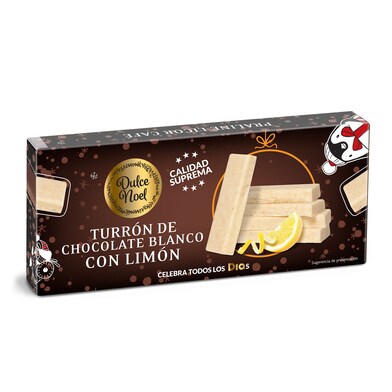Turrón de chocolate blanco con limón Dulce Noel Dia caja 150 g-0 Turrón de chocolate blanco con limón Dulce Noel Dia caja 150 g-0