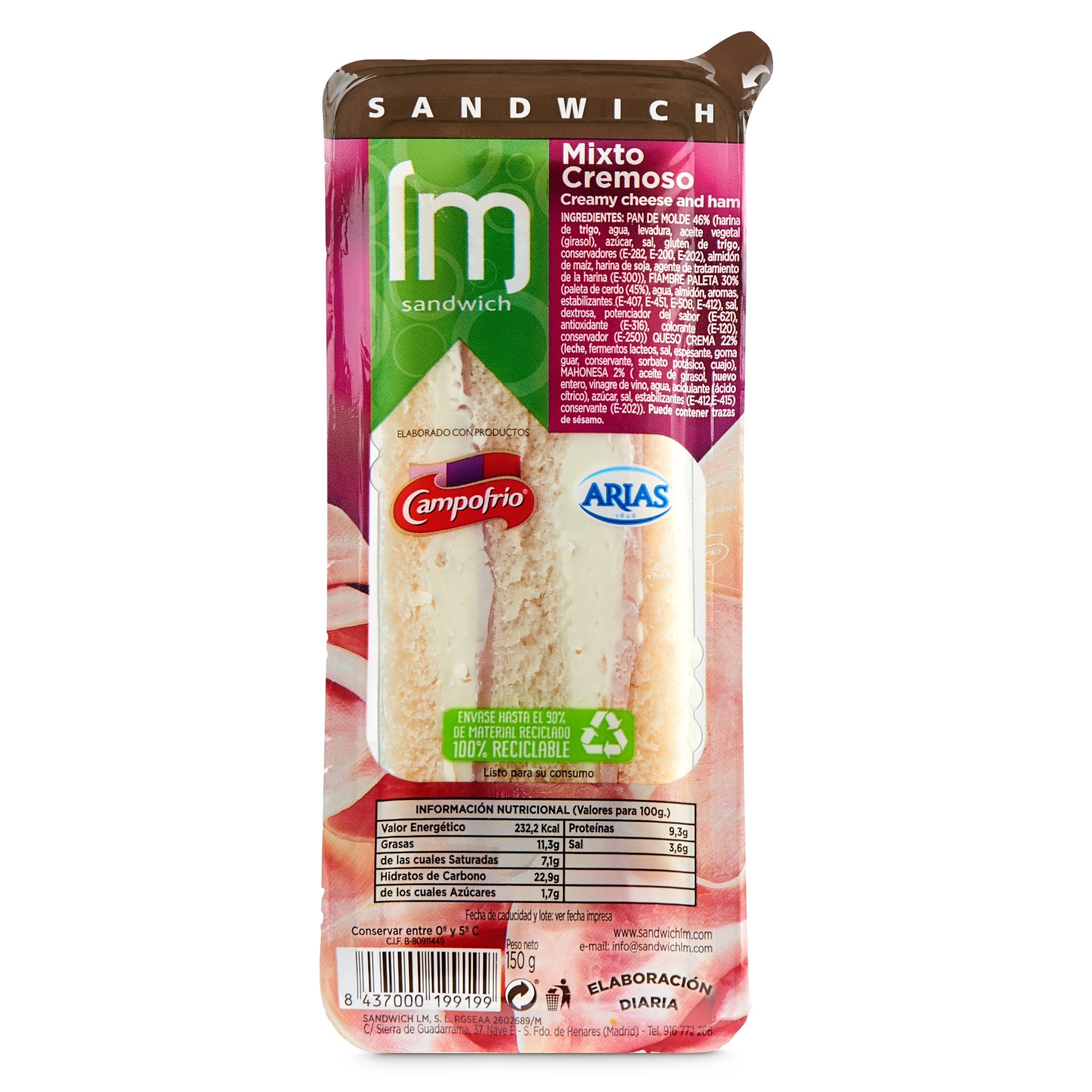Sándwich mixto cremoso Lm 150 g