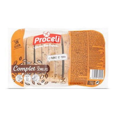 Pan de molde complet sin gluten Proceli bolsa 280 g-0 Pan de molde complet sin gluten Proceli bolsa 280 g-0