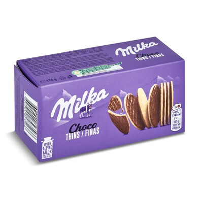 Galletas recubiertas con chocolate con leche Milka caja 126 g-0 Galletas recubiertas con chocolate con leche Milka caja 126 g-0