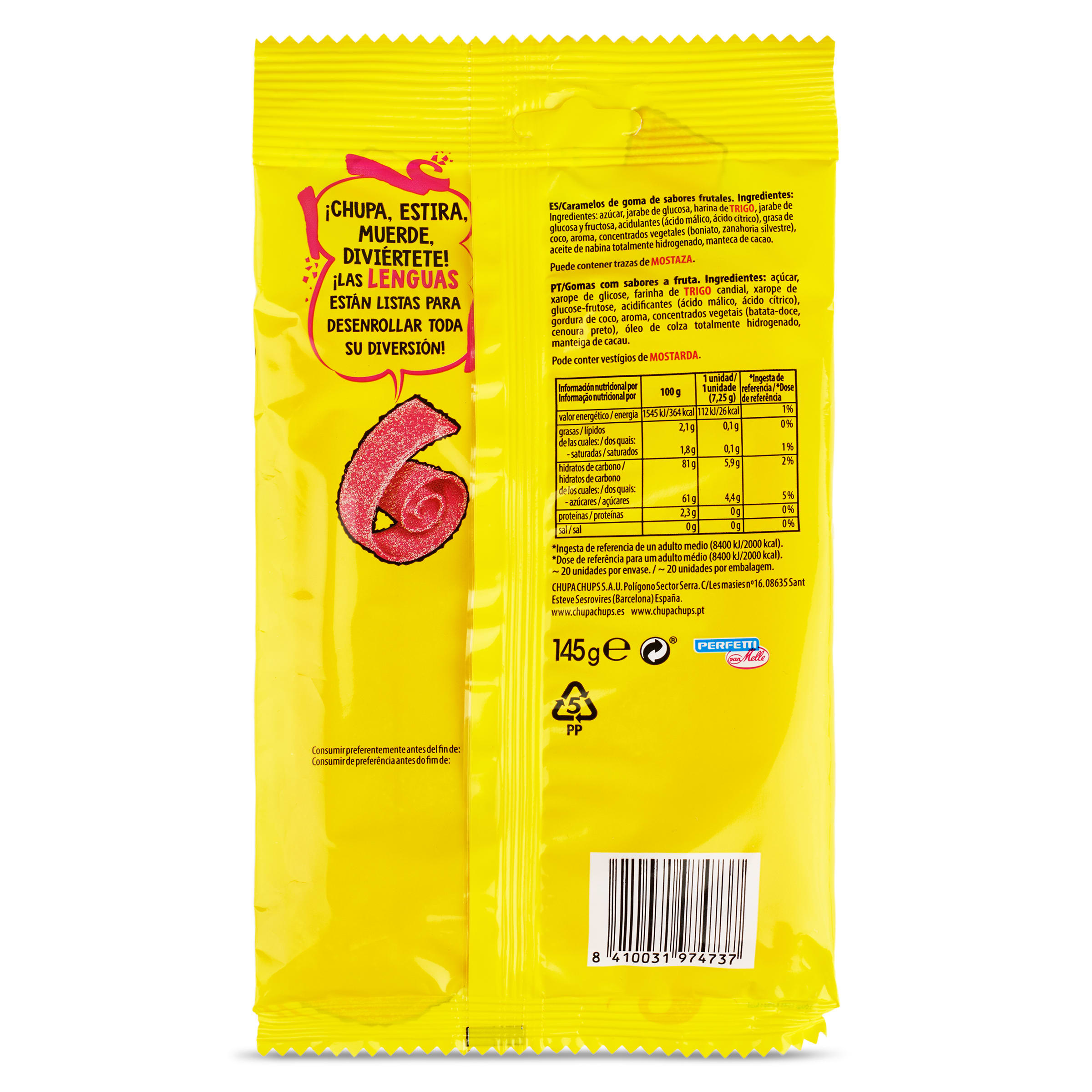 Golosinas lenguas sour Chupa Chups 145 g