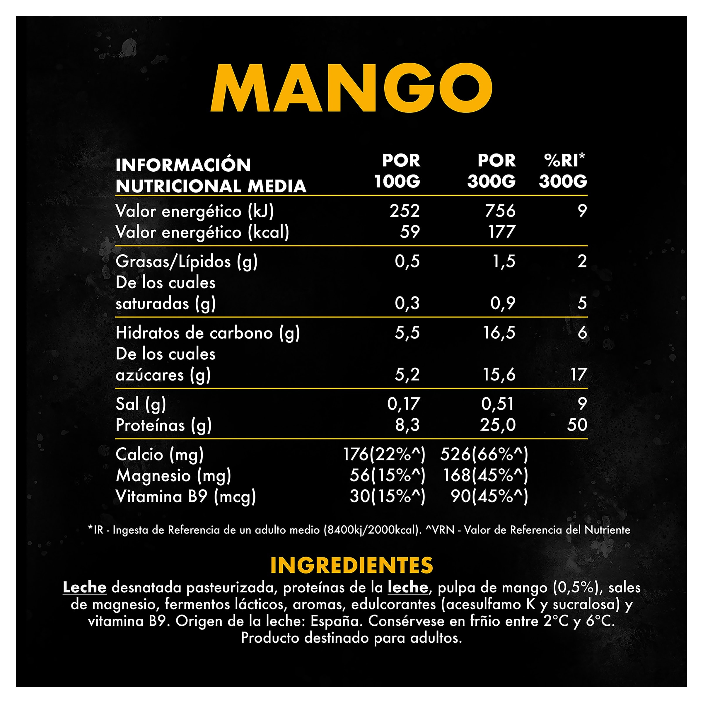 Bebida con proteínas sabor mango Yopro 300 g