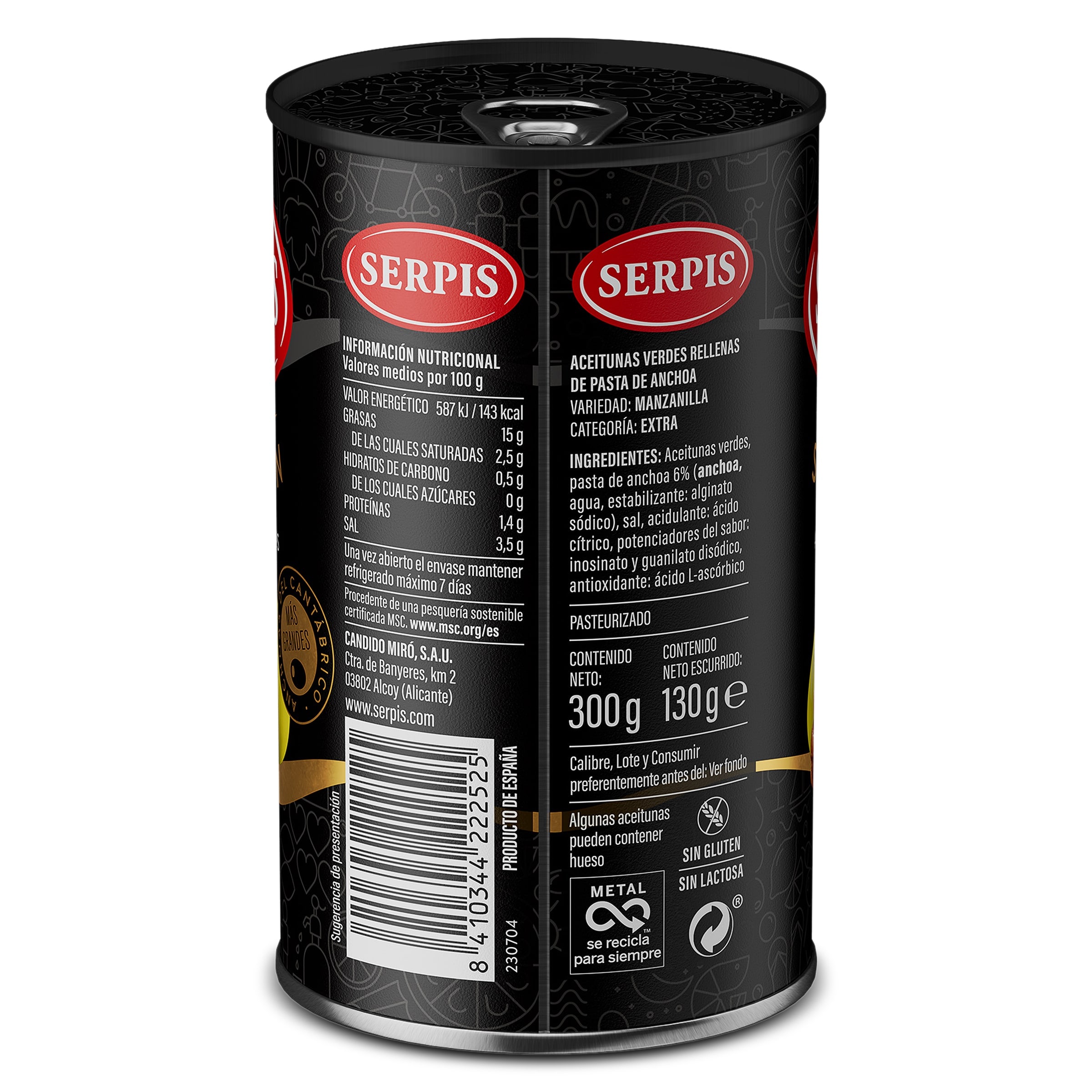 Aceitunas rellenas de anchoa Serpis 130 g
