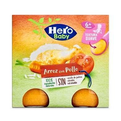 Puré de arroz con pollo Hero frasco 470 g-0