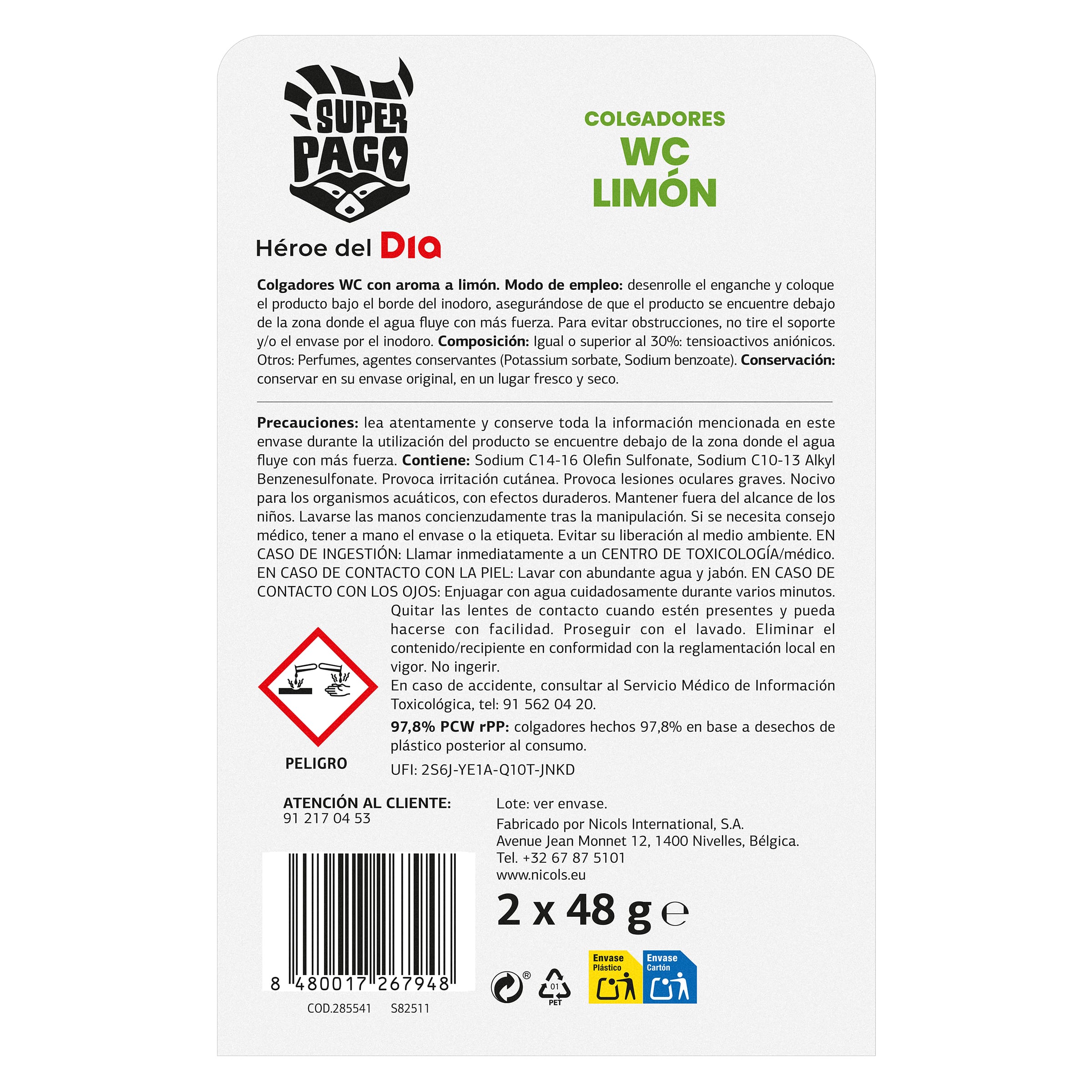 Colgador WC limón Dia Super Paco 2 unidades