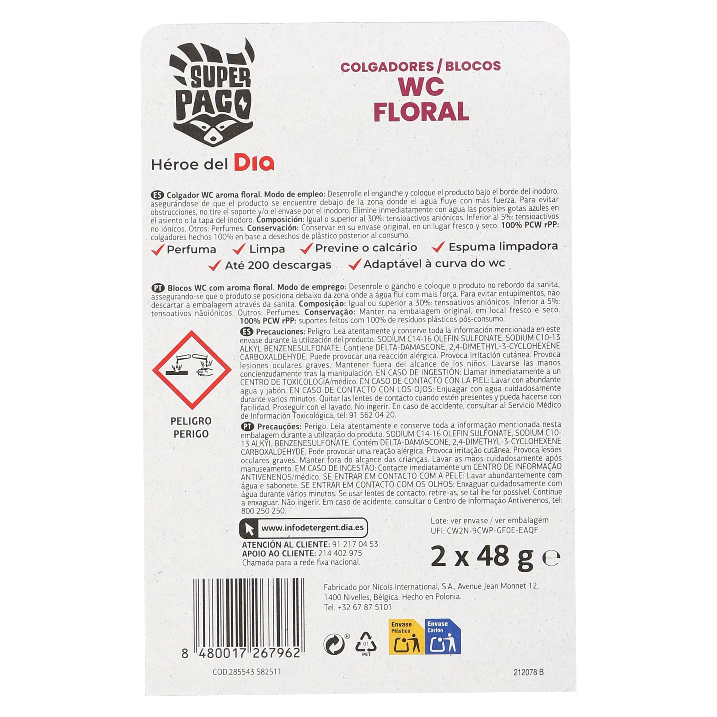 Colgador WC floral Dia Super Paco 2 unidades