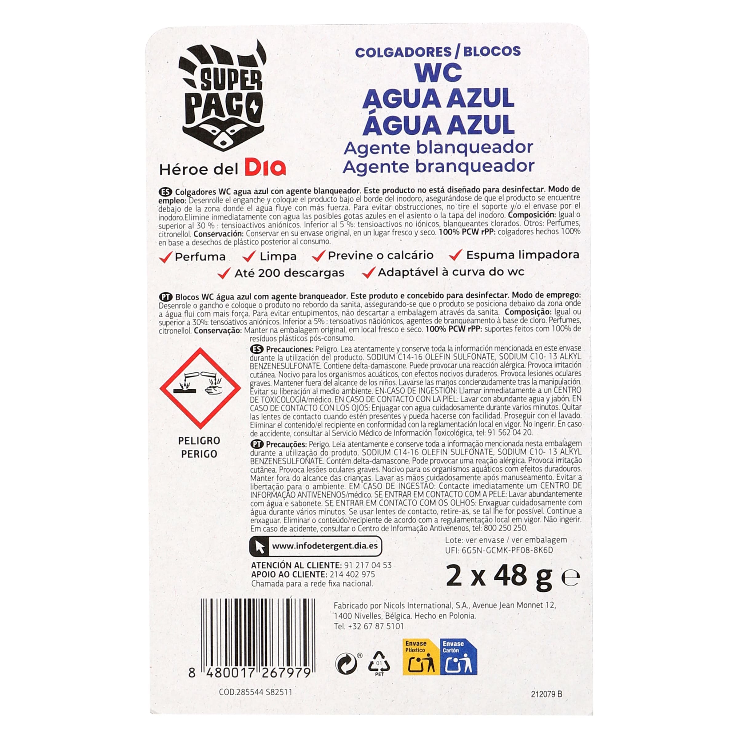 Colgador WC azul Dia Super Paco 2 unidades