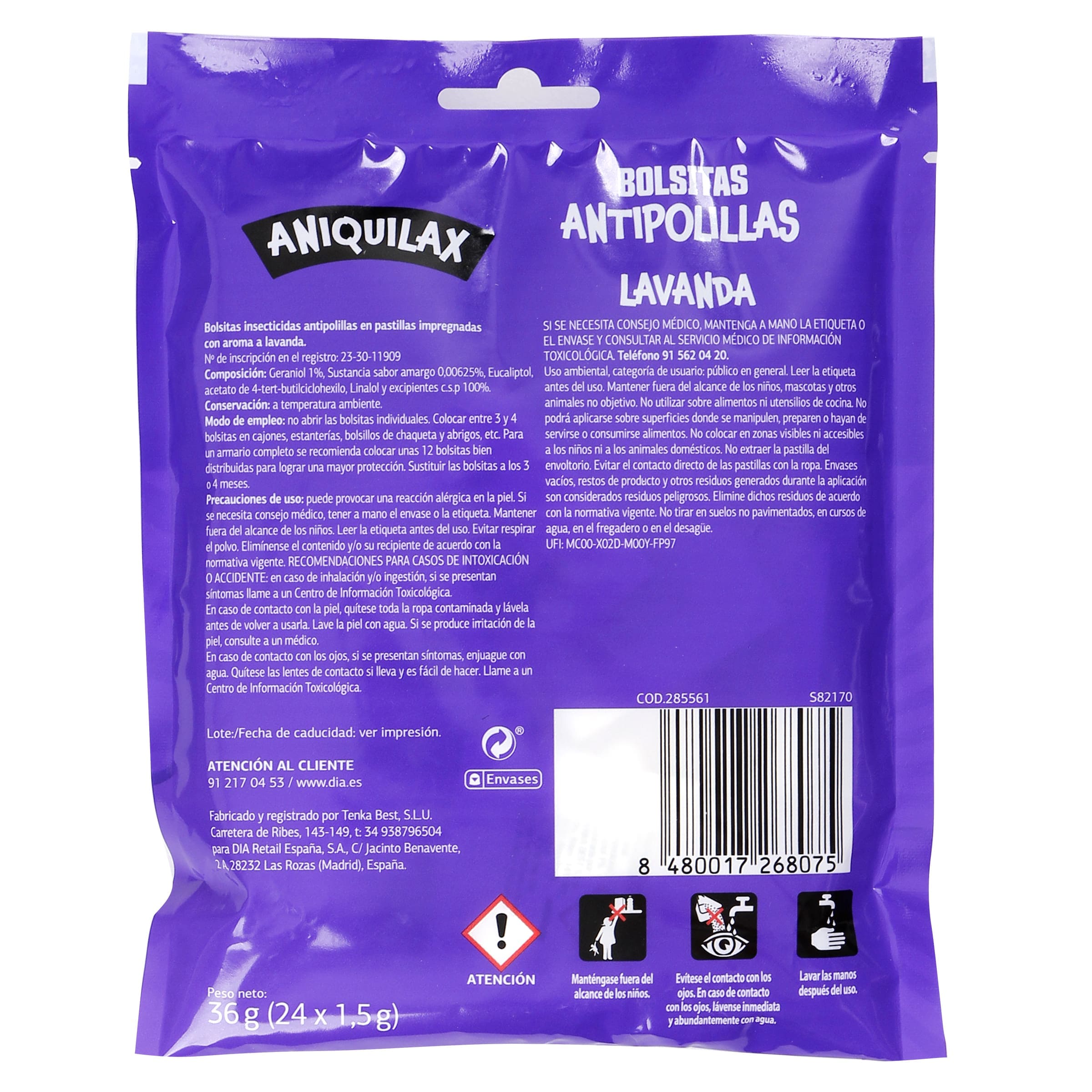 Bolsa antipolillas lavanda Dia Aniquilax 24 unidades