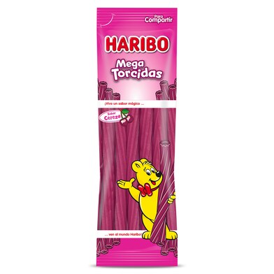 Golosinas mega torcidas sabor cereza Haribo bolsa 200 g-0 Golosinas mega torcidas sabor cereza Haribo bolsa 200 g-0