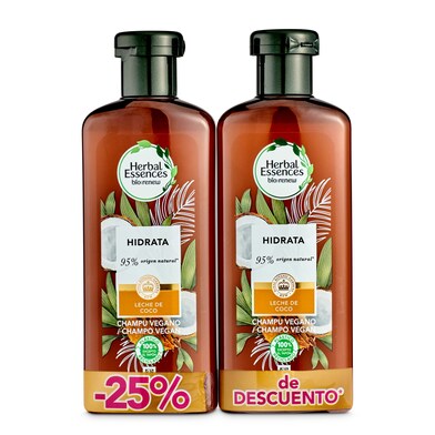 Champú bio leche de coco Herbal Essences botella 2 x 250 ml-0