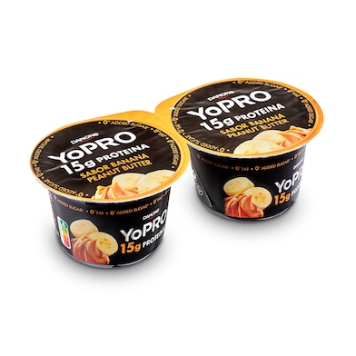 Yogur sabor plátano y cacahuetes rico en proteínas Yopro pack 2 x 160 g-0