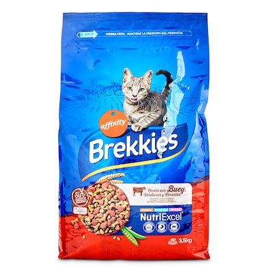 Alimento para gatos receta con buey Brekkies bolsa 3.5 Kg-0