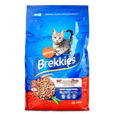 Alimento para gatos receta con buey Brekkies bolsa 3.5 Kg-0