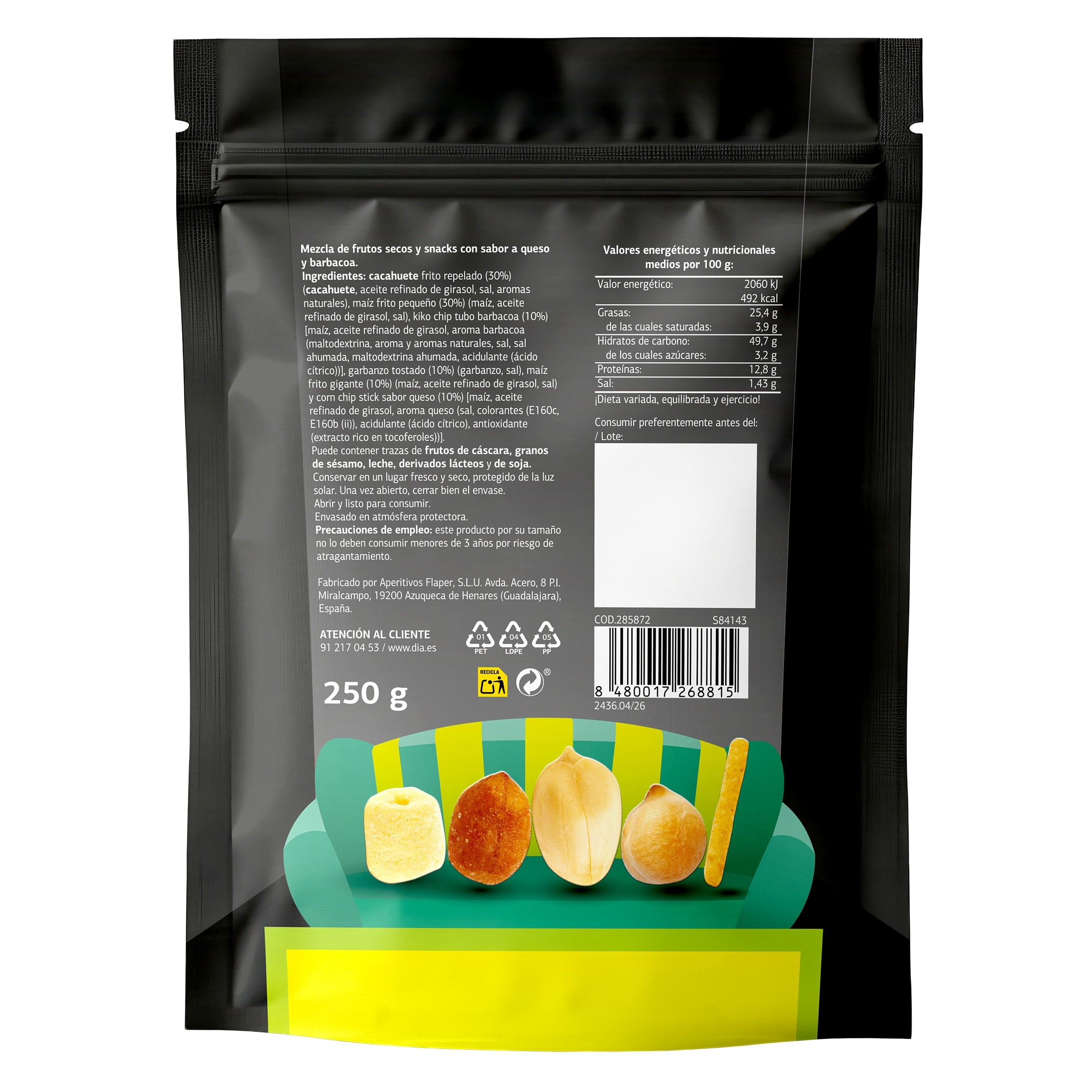 Mix de frutos secos clásicos Dia Snack Maniac 250 g