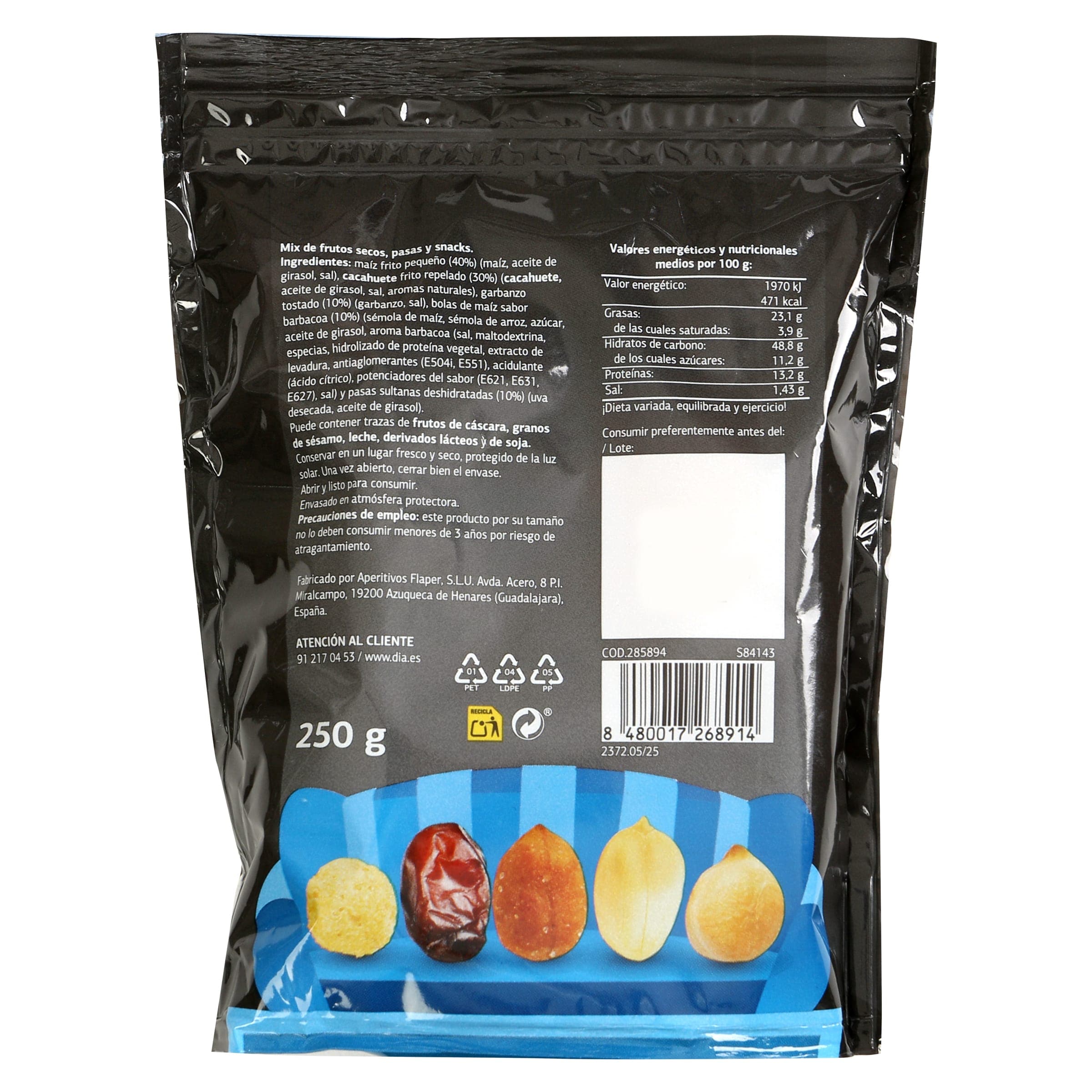 Mix frutos secos y pasas Dia Snack Maniac 250 g