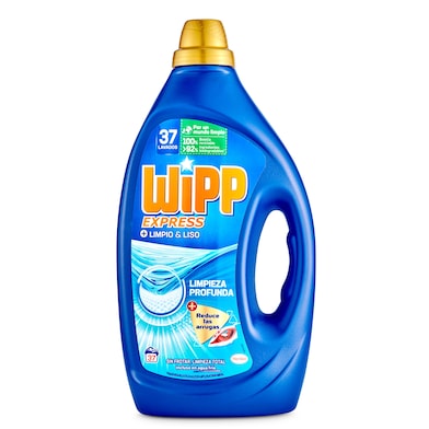 Detergente máquina líquido limpio y liso Wipp Express botella 35 lavados-0