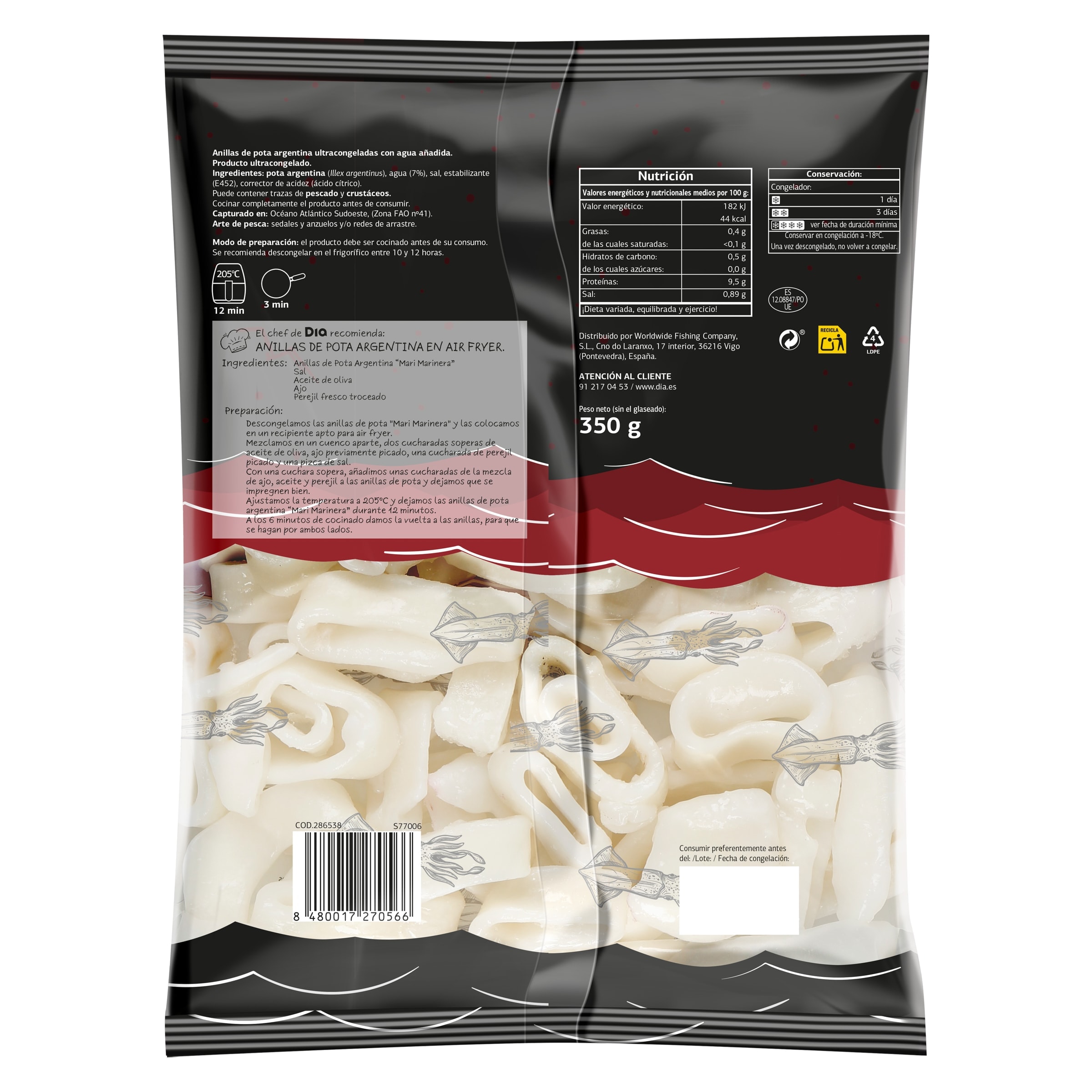 Anillas de pota Dia Mari Marinera 350 g