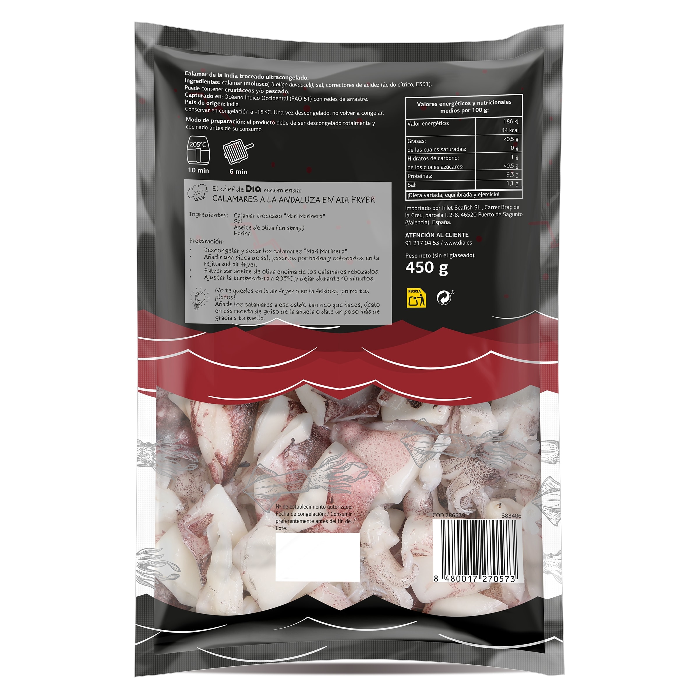 Calamar troceado Dia Mari Marinera 450 g