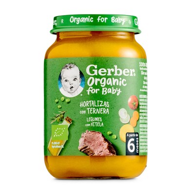Puré de hortalizas con ternera Gerber frasco 190 g-0 Puré de hortalizas con ternera Gerber frasco 190 g-0