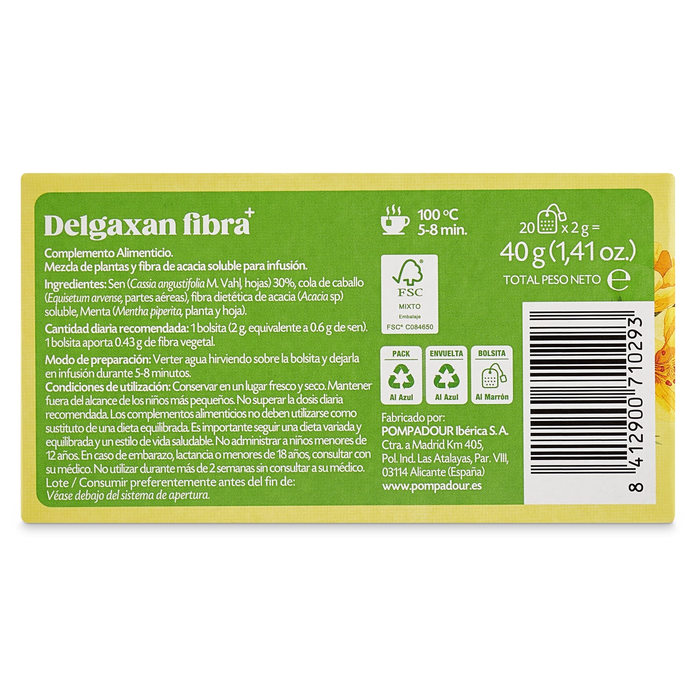 Infusión delgaxan fibra Pompadour 20 unidades