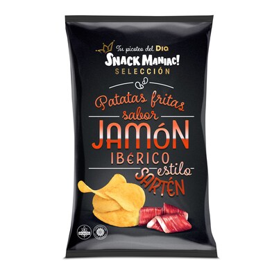 Patatas fritas a la sartén sabor jamón ibérico Snack Maniac de Dia bolsa 130 g-0