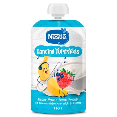 Puré de plátano y fresa con leche Nestlé YummYogs Dancing bolsa 110 g-0 Puré de plátano y fresa con leche Nestlé YummYogs Dancing bolsa 110 g-0