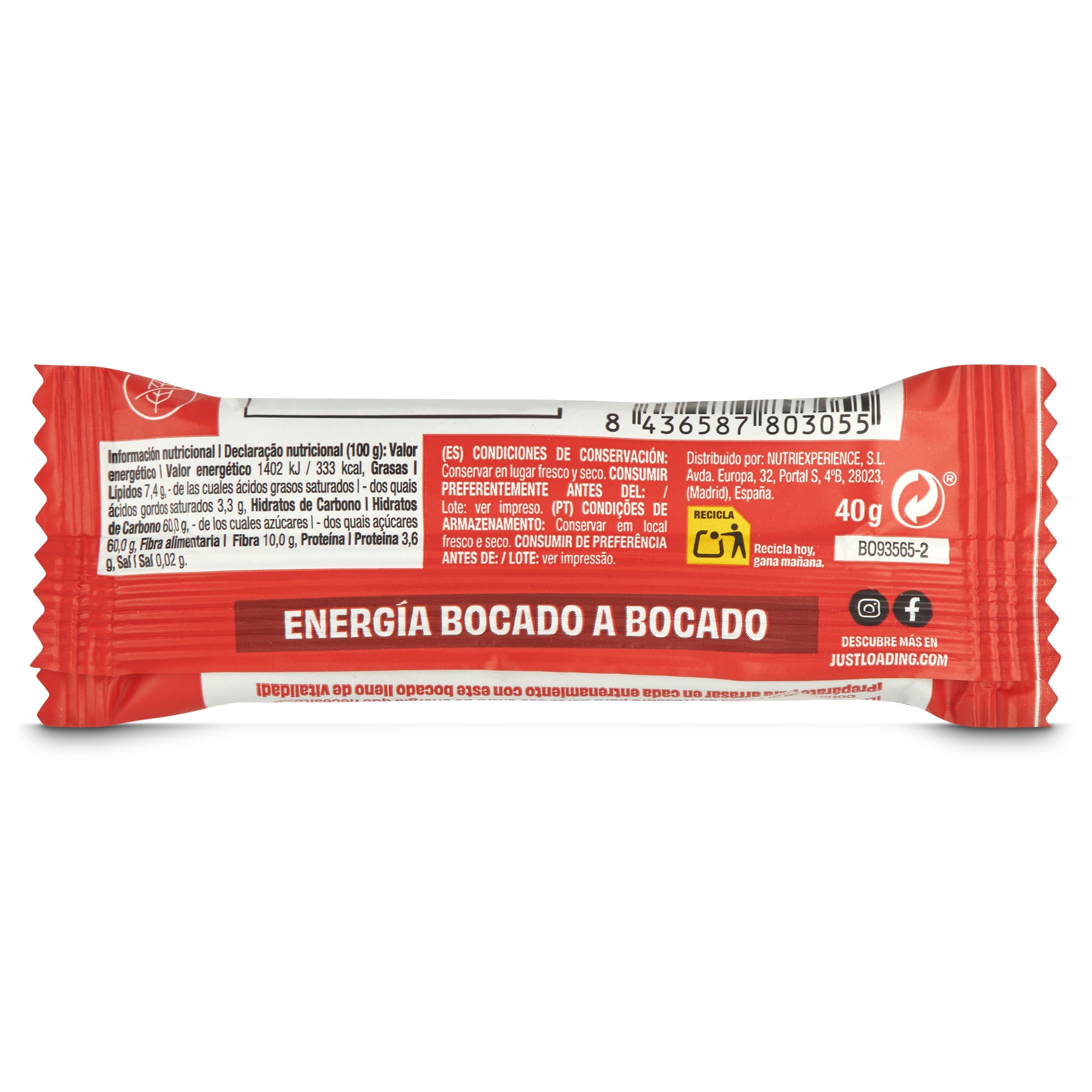 Barritas energéticas con dátil, coco y nueces Just loading 40 g