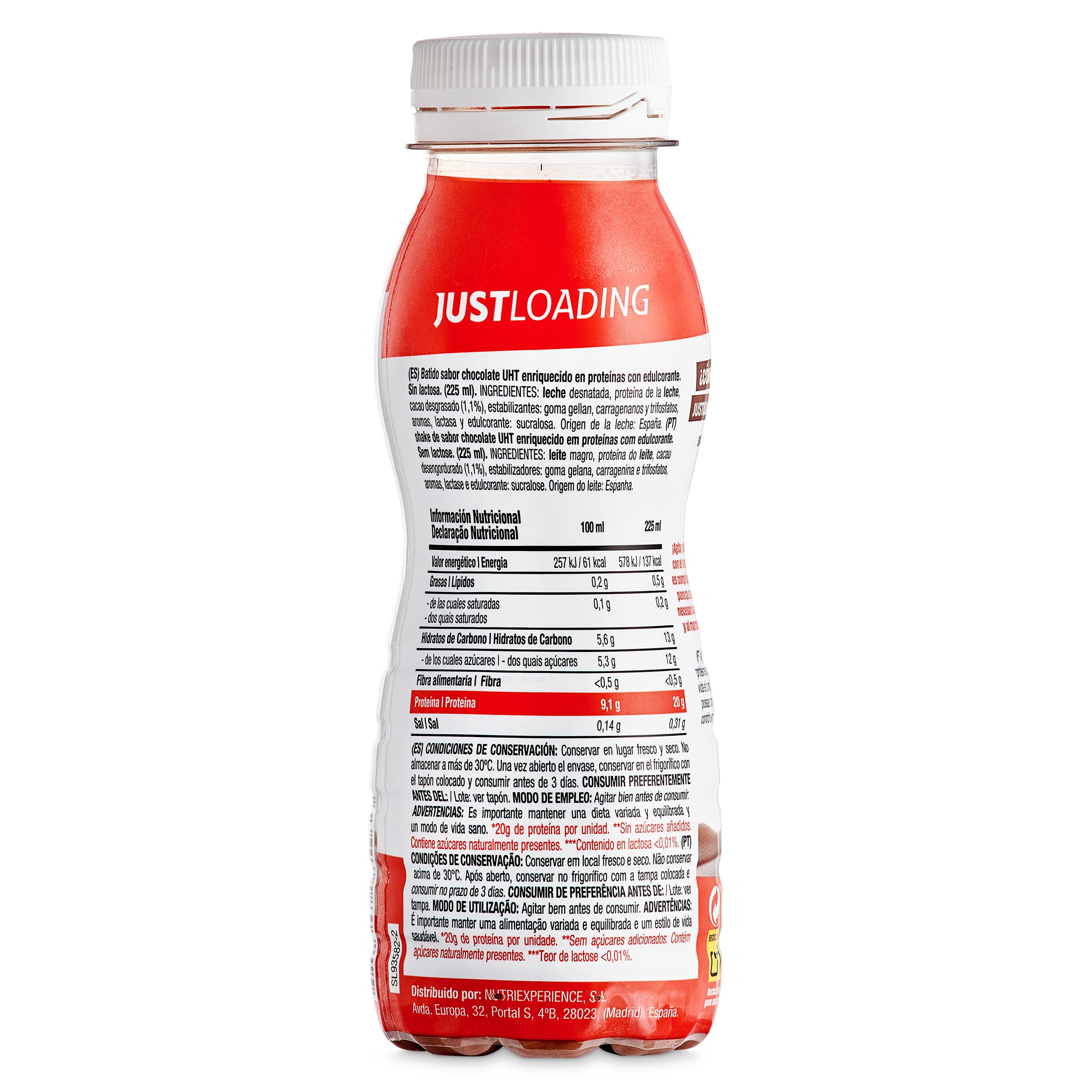 Batido alto en proteínas sabor chocolate Just loading 225 ml