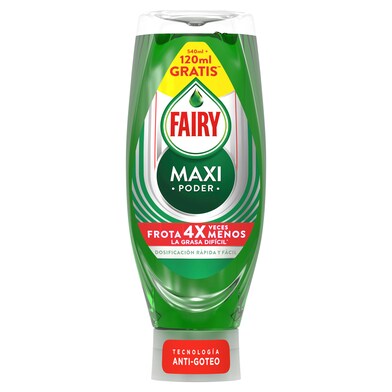 Lavavajillas mano maxi poder anti-goteo Fairy bote 660 ml-0 Lavavajillas mano maxi poder anti-goteo Fairy bote 660 ml-0