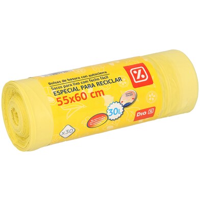 Bolsa de basura con autocierre amarilla 30 lt Dia bolsa 30 unidades-0 Bolsa de basura con autocierre amarilla 30 lt Dia bolsa 30 unidades-0