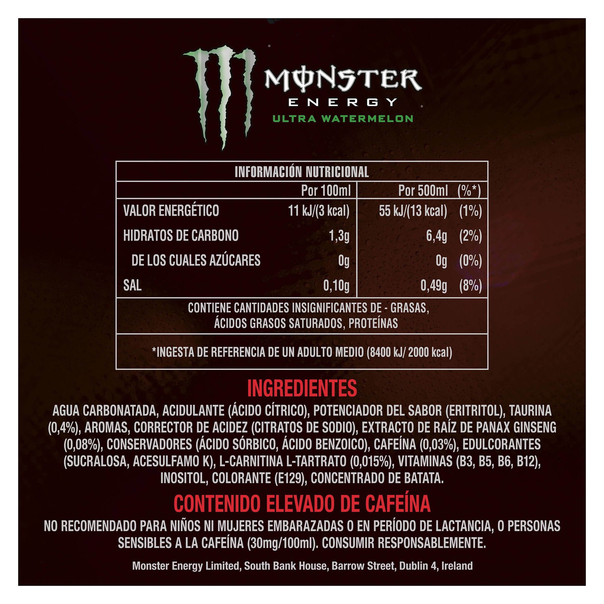 Monster ultra sandía zero 500 ml