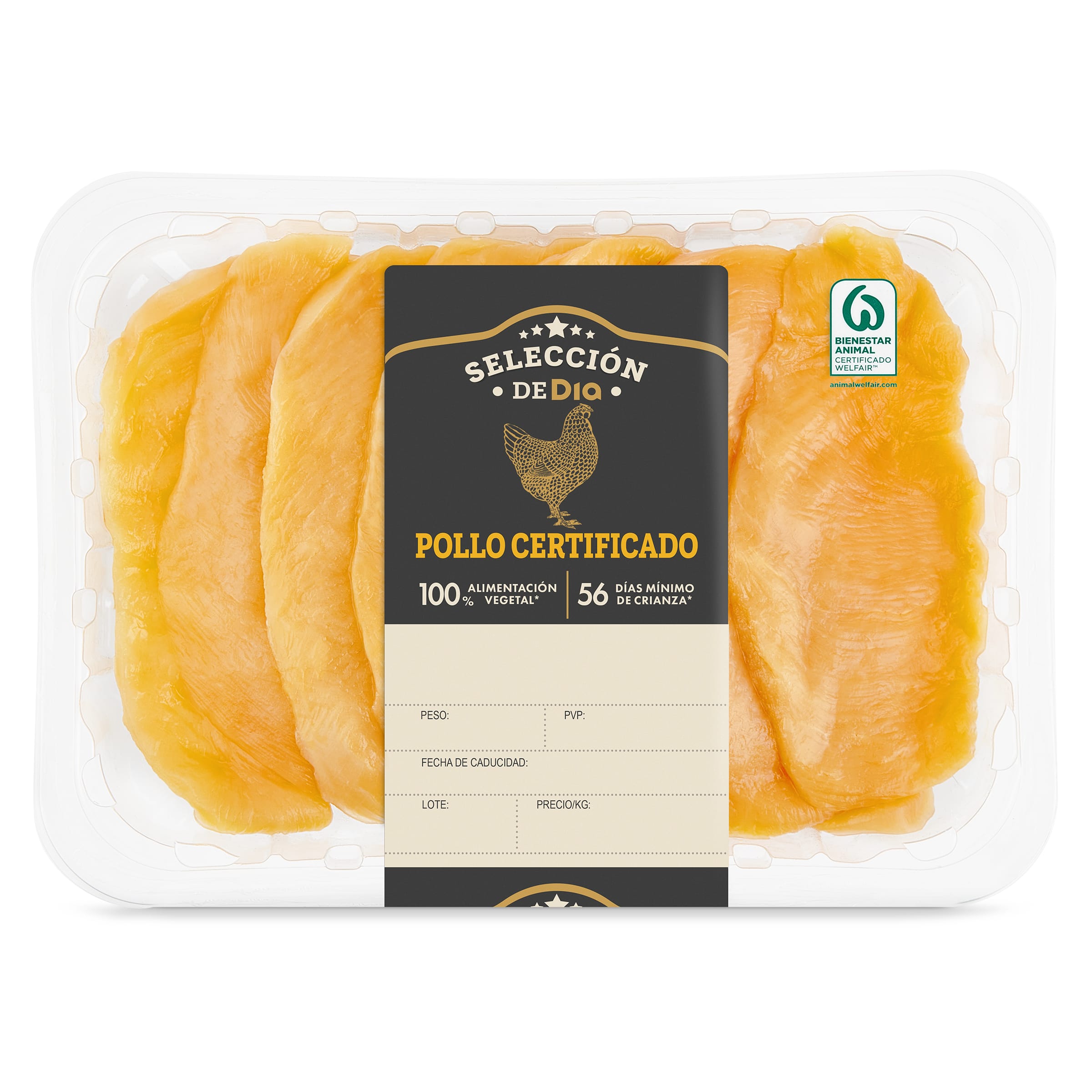 Pechuga fileteada de pollo certificado Selección de Dia 550 g aprox.