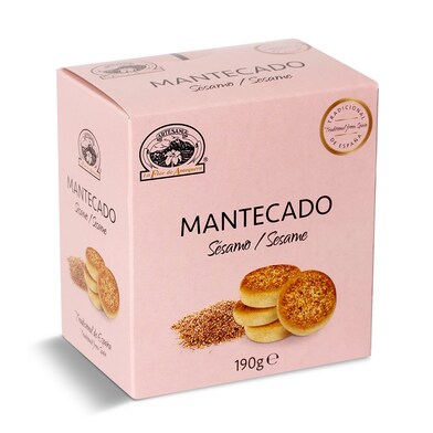 Mantecados de sésamo La flor de Antequera caja 190 g-0 Mantecados de sésamo La flor de Antequera caja 190 g-0