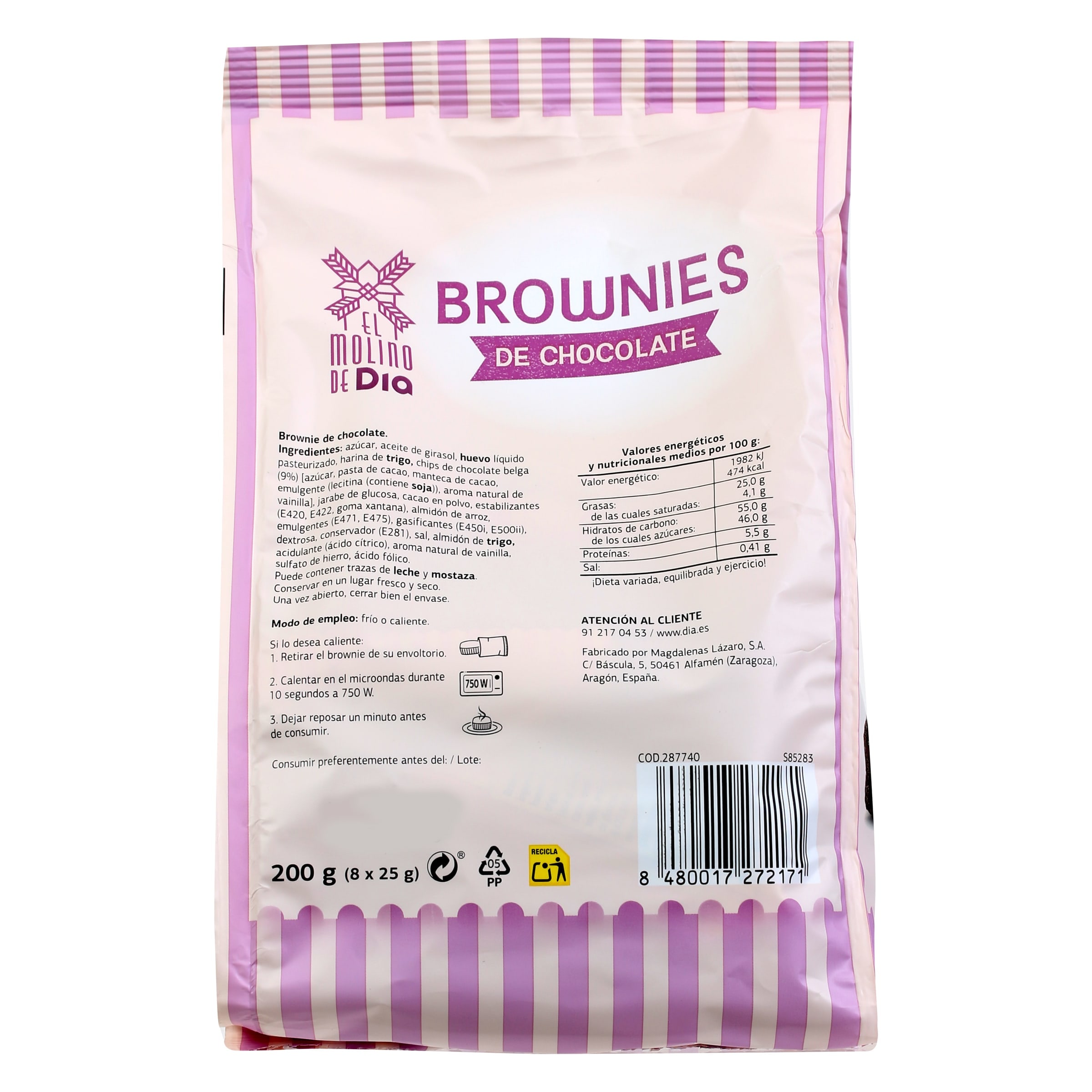 Brownies de chocolate El Molino de Dia 200 g