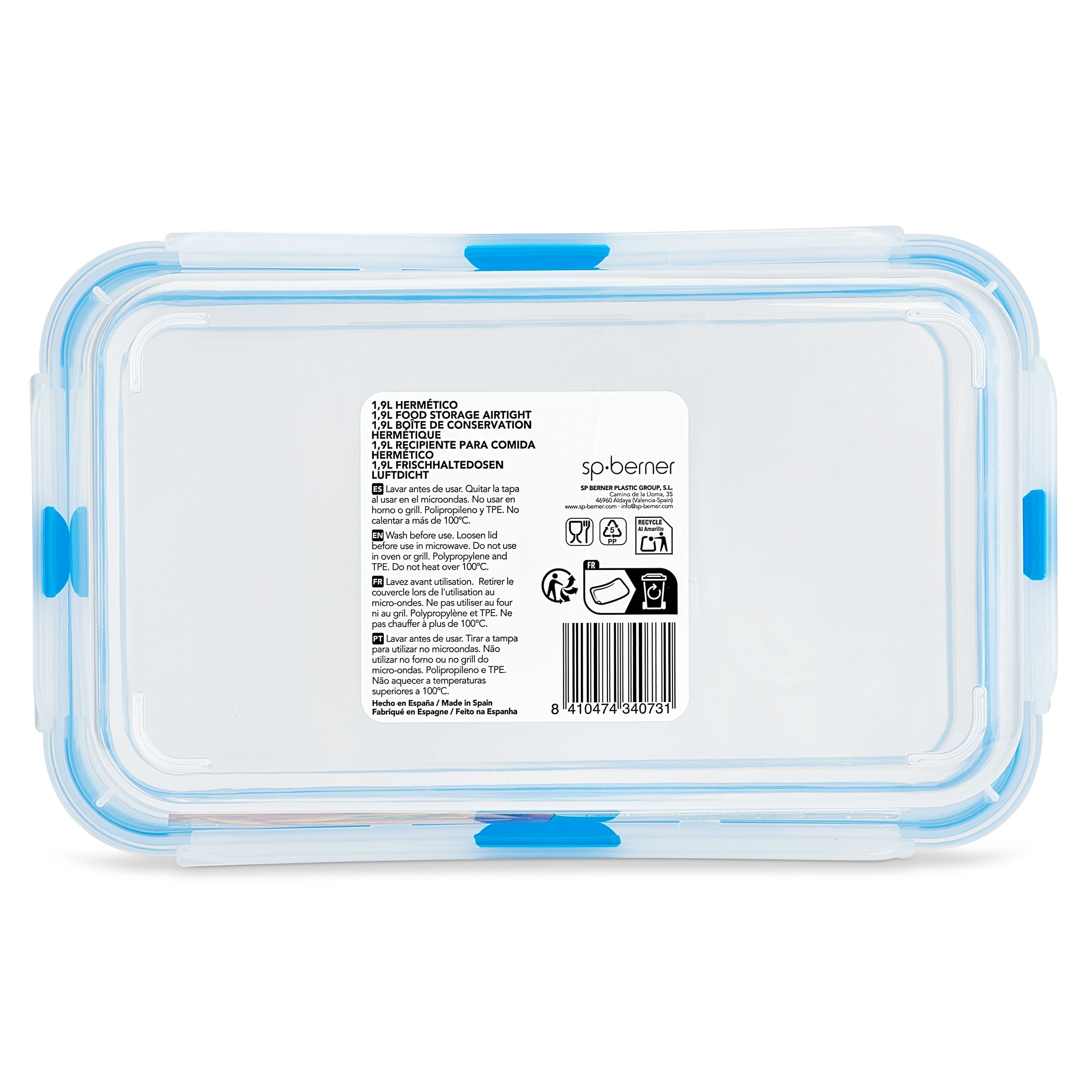 Recipiente hermético de plástico 1,9 L Conservers 1 unidad