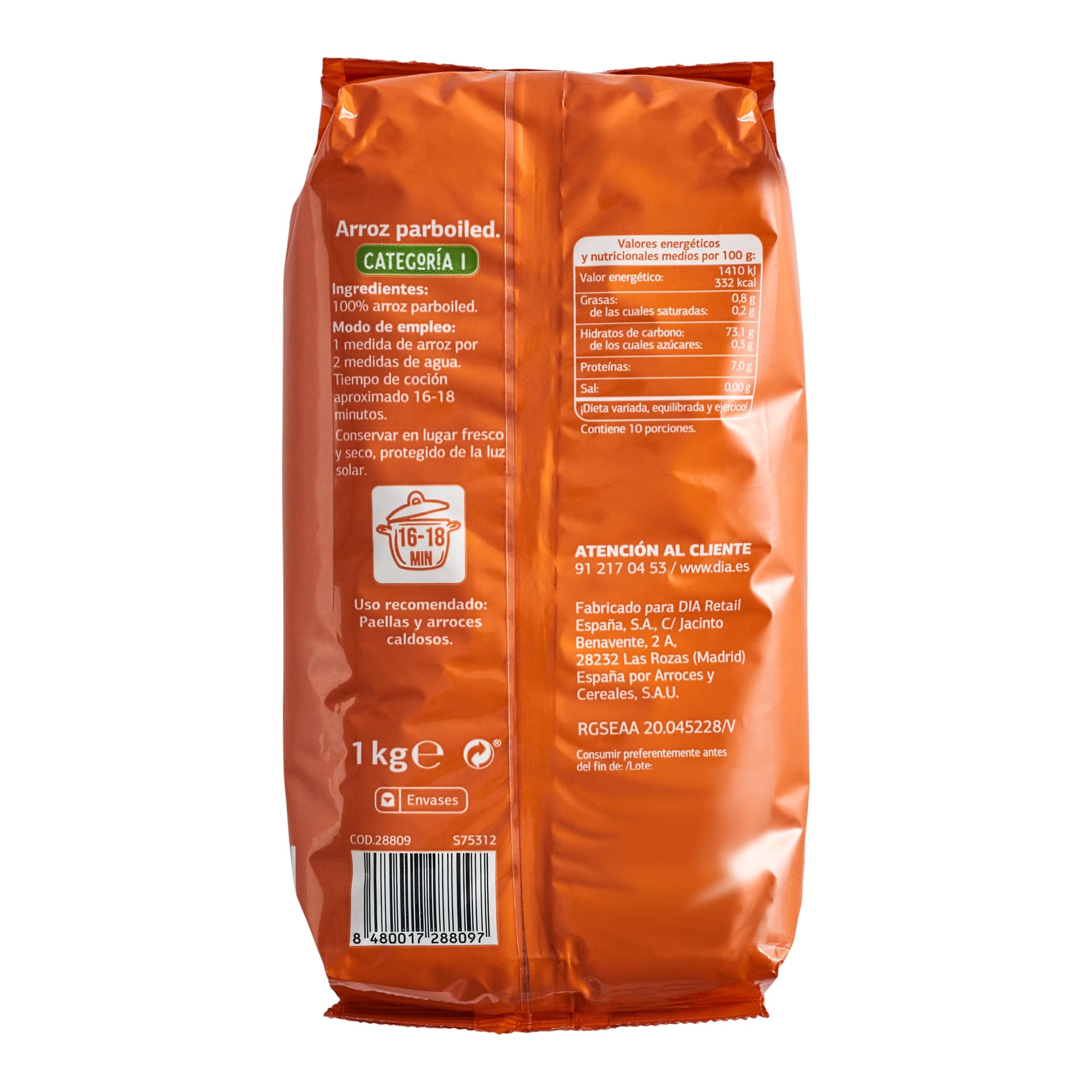 Arroz vaporizado Dia Arrozona 1 Kg