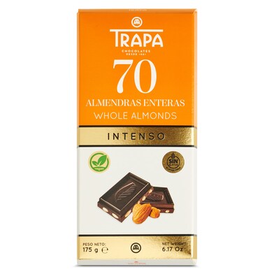 Chocolate negro 70% con almendras Trapa 175 g-0