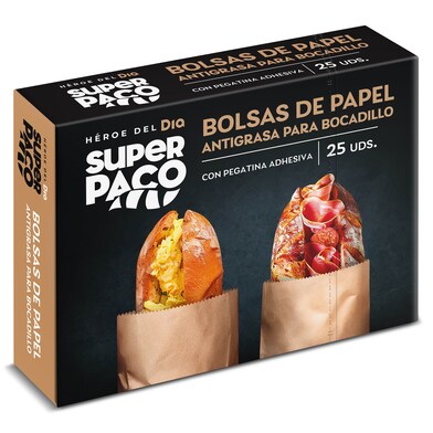 Bolsas de papel para bocadillo Super Paco caja 25 unidades-0