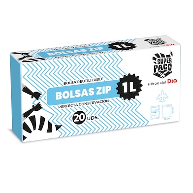 Bolsas de congelación zip 1 lt Super Paco caja 20 unidades - Supermercados  DIA
