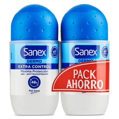 Desodorante roll-on dermo extra control duplo Sanex bote 100 ml-0