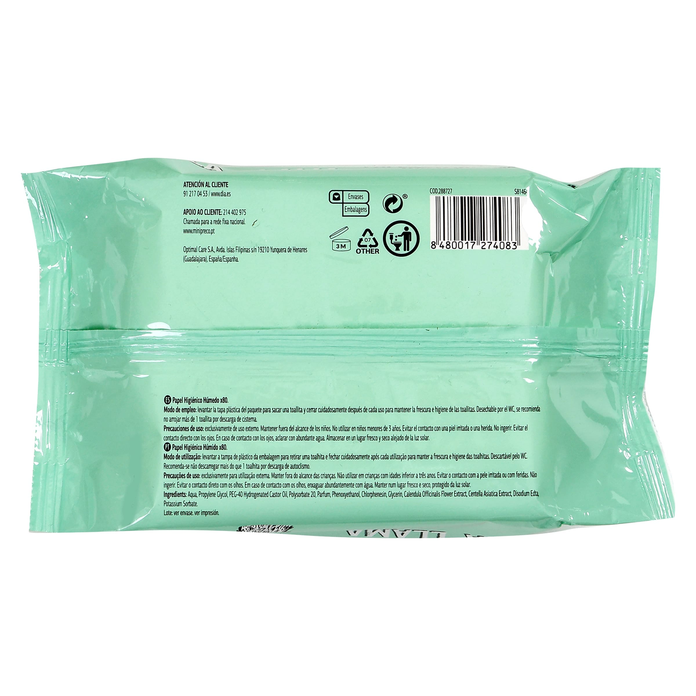 Papel higiénico húmedo Dia La Llama 80 unidades