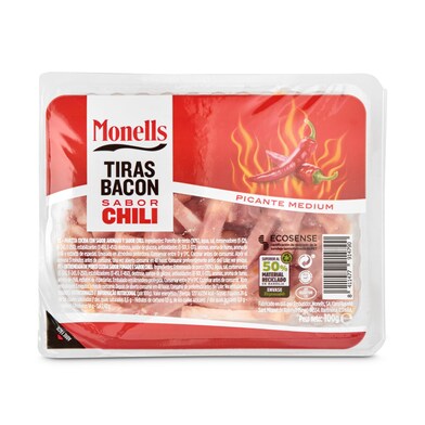 Tiras de bacon sabor chilli Monells bandeja 100 g-0 Tiras de bacon sabor chilli Monells bandeja 100 g-0