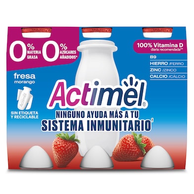 Yogur desnatado líquido de fresa ACTIMEL  6 unidades PACK 600 GR-1