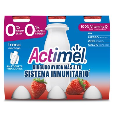 Yogur desnatado líquido de fresa ACTIMEL 6 unidades PACK 600 GR-1 Yogur desnatado líquido de fresa ACTIMEL 6 unidades PACK 600 GR-1