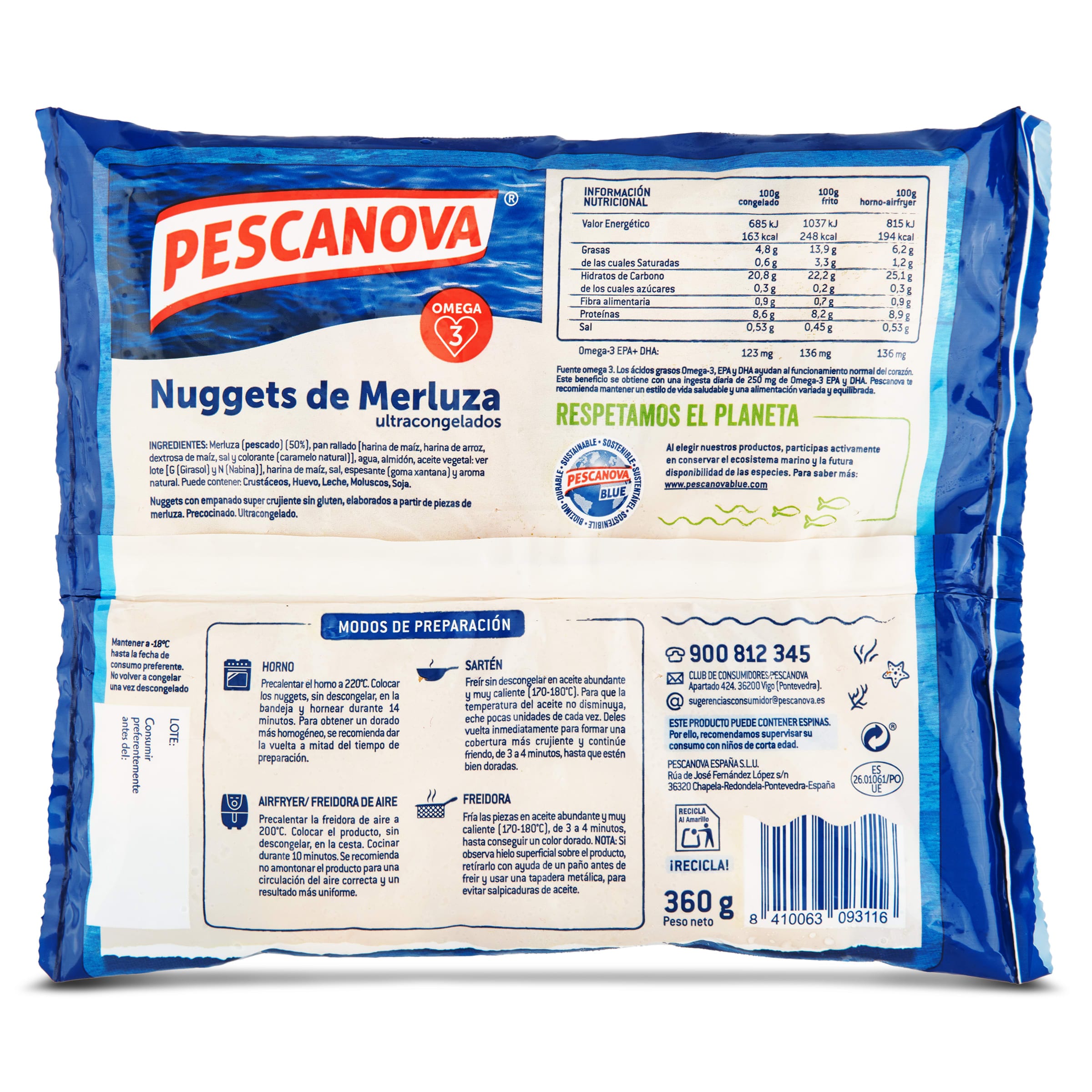 Nuggets de merluza Pescanova 360 g