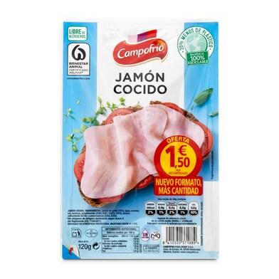 Jamón cocido Campofrío sobre 120 g-0 Jamón cocido Campofrío sobre 120 g-0