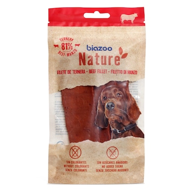 Snack para perros tiras de ternera Biazoo bolsa 80 g-0